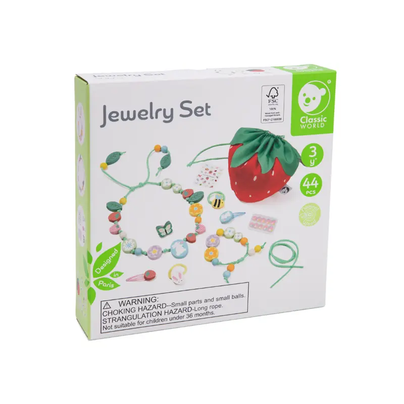 Wooden Jewelry Play Set – Classic World Pretend Dress-Up Accessory Kit 1