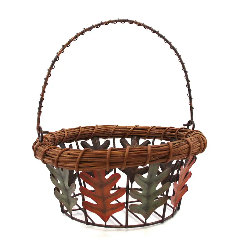 Woven Basket Decor With Fall Leaves 1