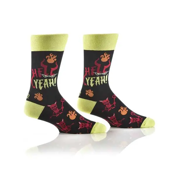 Yo Sox™ Men’S Crew Sock – 'Hell Yeah' Motif 1