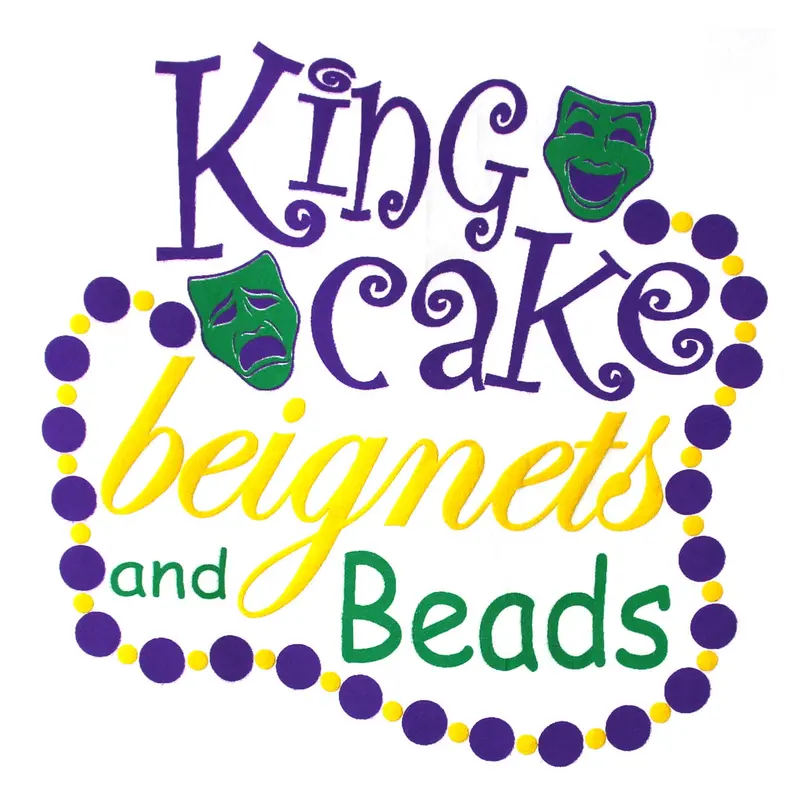 Youth Mardi Gras T-Shirt: 'King Cake, Beignets & Beads' 1
