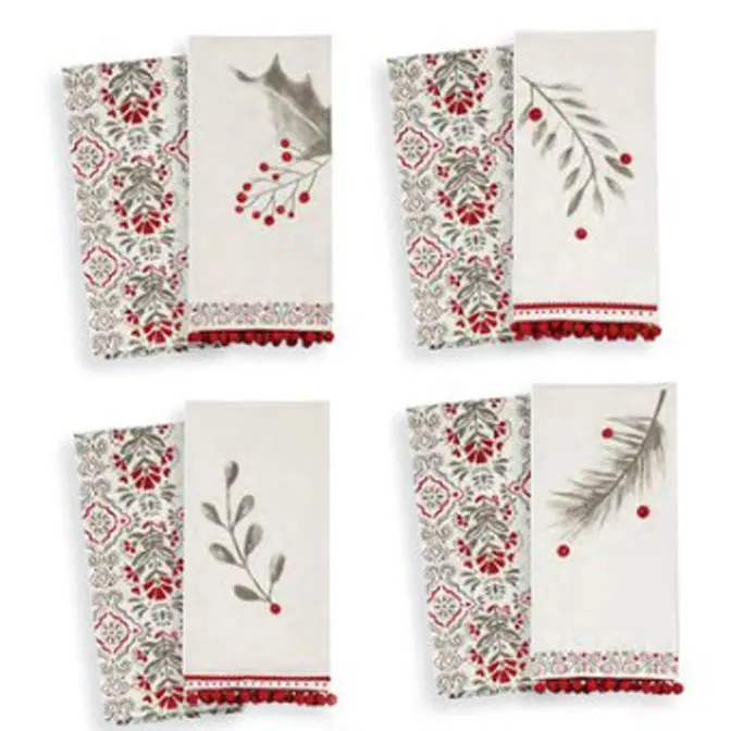 Yuletide Tea Towel Set – 2-Pack Holiday Linens Featuring 4 Unique Designs 1