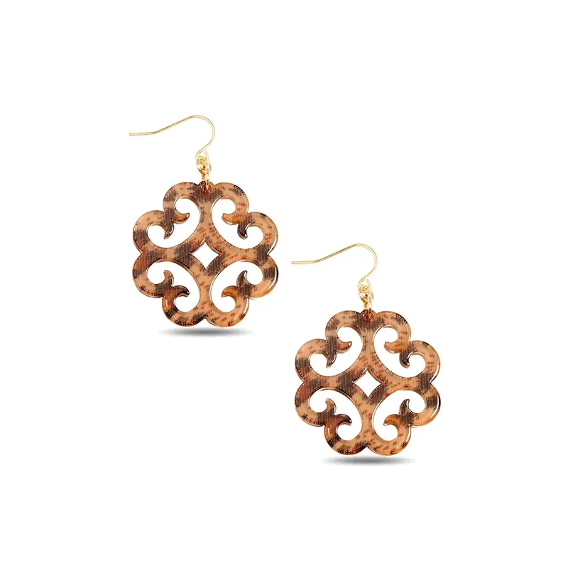 Zenzi Leopard-Print Circular Swirl Earrings 1