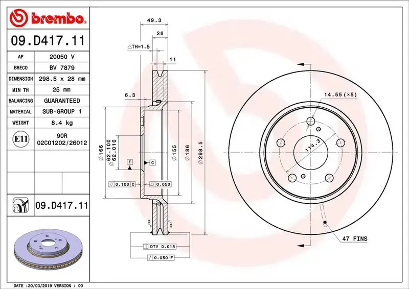 Brembo Oem-Style Brake Rotor — Part Number 09D41711C02 1