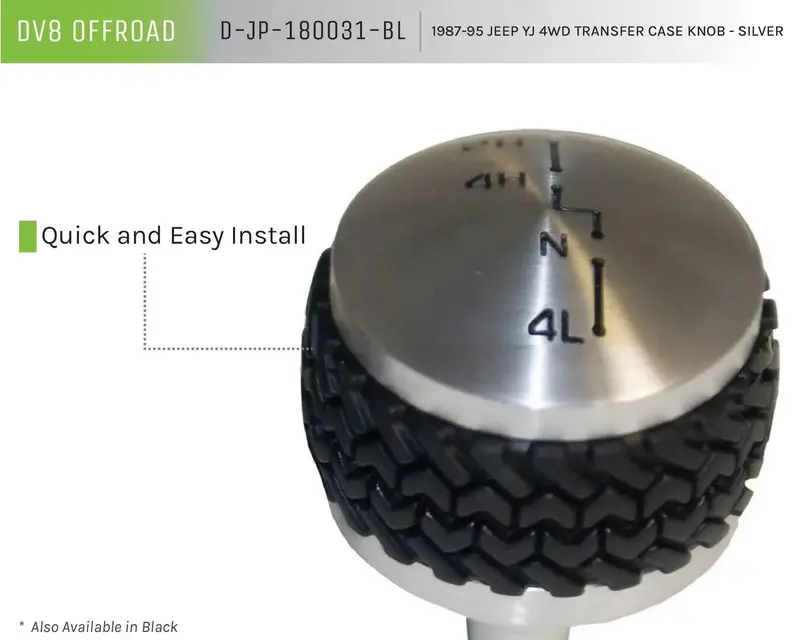 Dv8 Offroad Silver Transfer Case Shift Knob For 1987–1995 Jeep Yj 4Wd 1