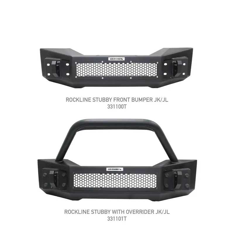 Go Rhino 331101T Rockline Winch-Ready Stubby Front Bumper With Overriders — Jeep Compatible 1
