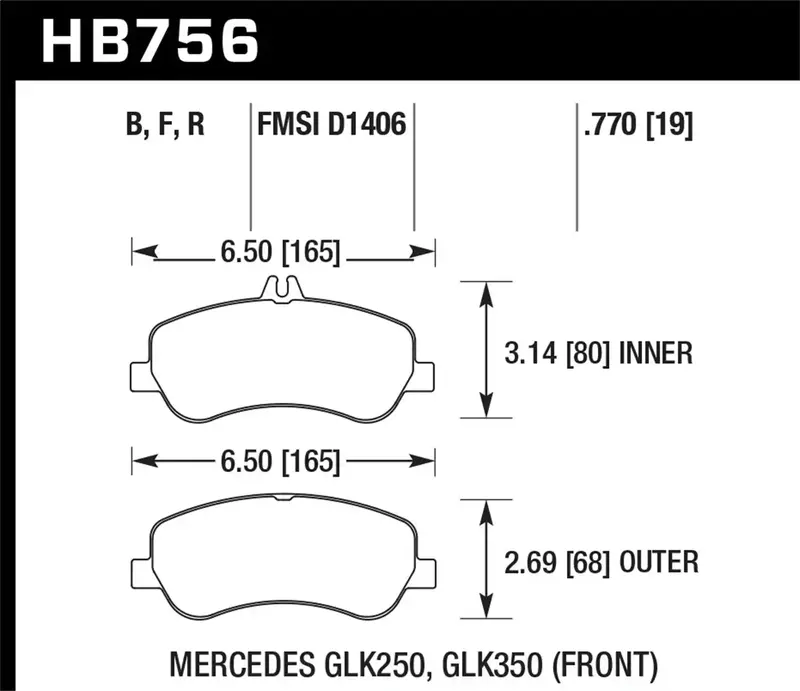 Hawk Performance Hps Front Brake Pads — Hb756F.770, High-Friction Compound 1