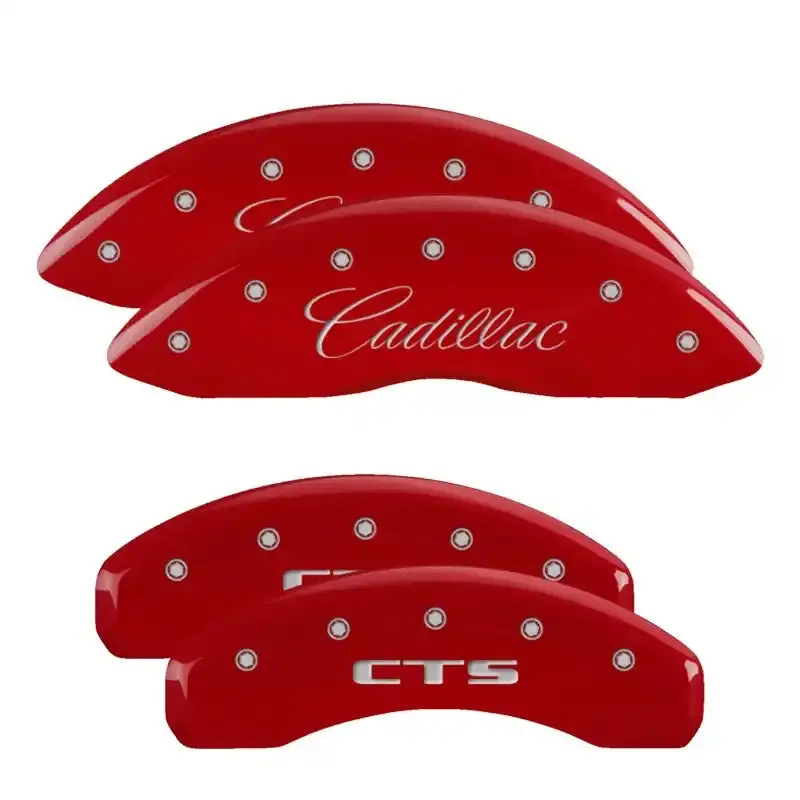 Mgp Engraved 4-Piston Caliper Covers – Cadillac Red & Silver Finish 1