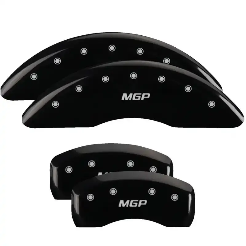 Mgp Engraved 4-Piston Caliper Covers – Front And Rear, Black Base With Silver Accent 1