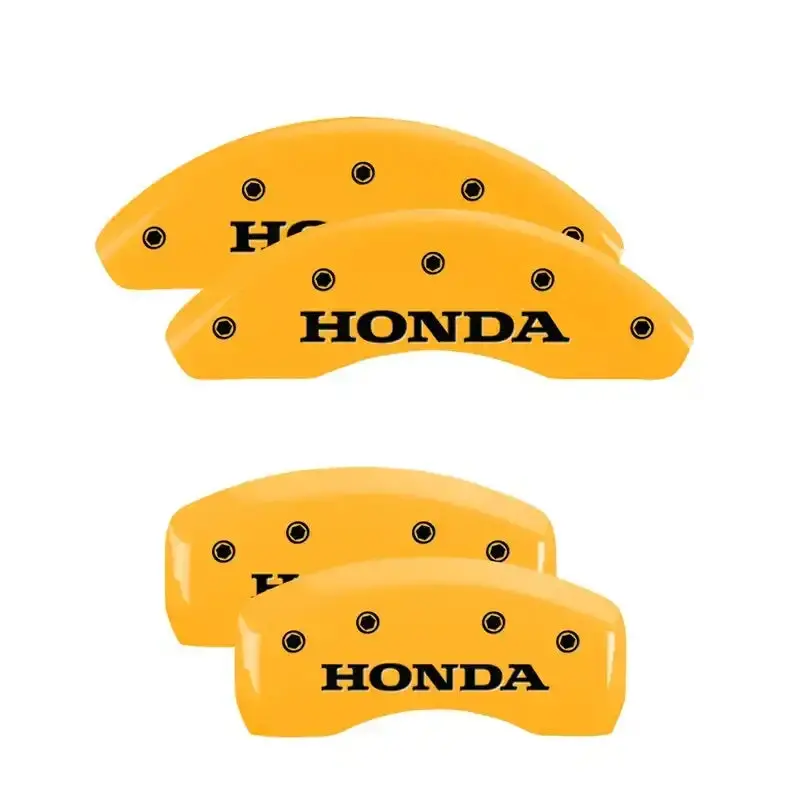 Mgp Engraved Caliper Covers For 2018 Honda Accord — Front & Rear, Yellow Finish With Black Charcoal Accent 1